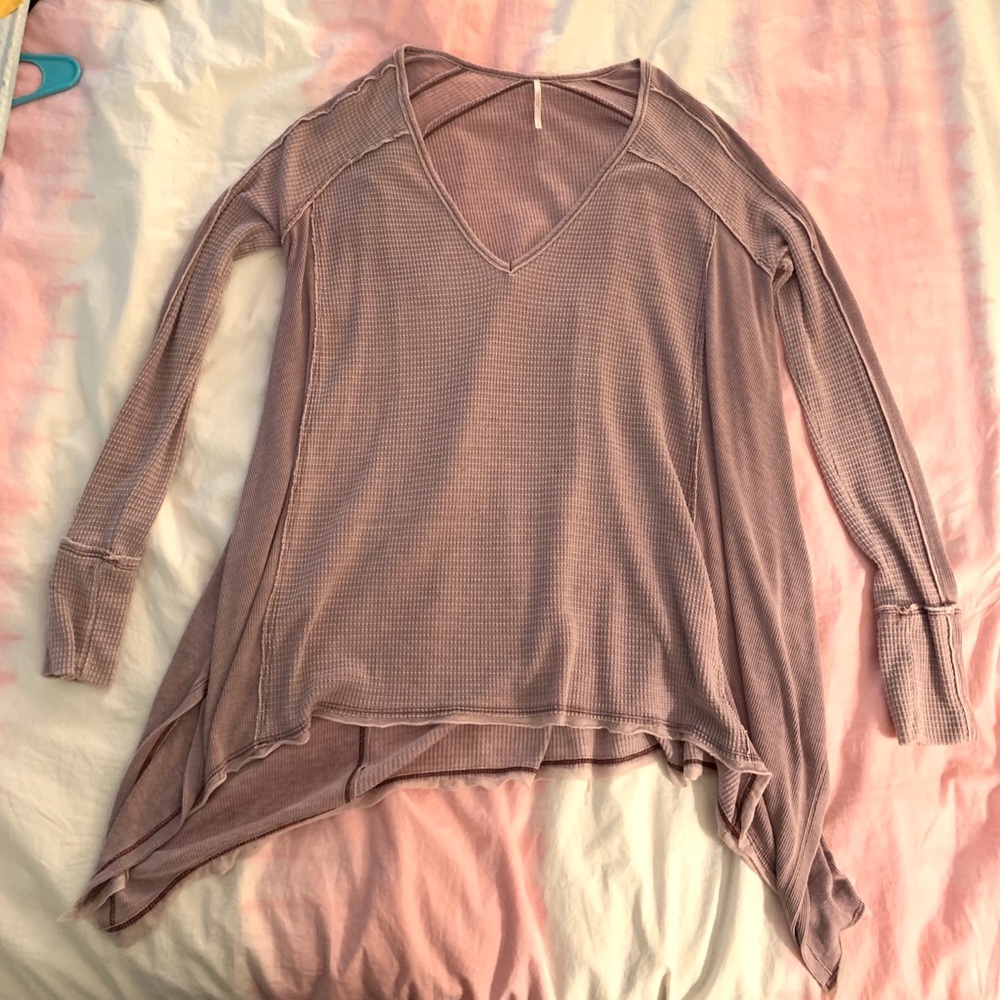 Purple Free People waffle sweater